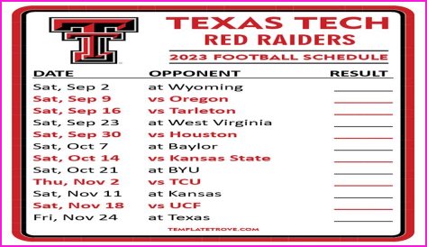 2023 Texas Tech Football Schedule